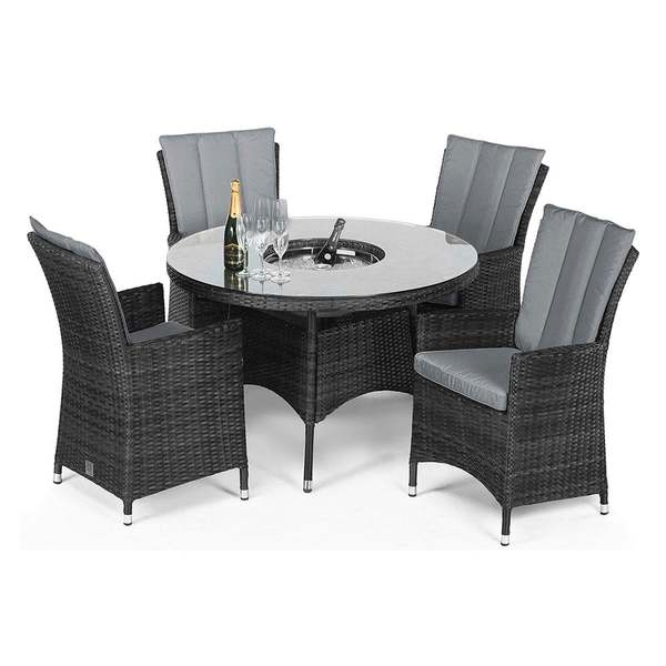 Barrel Garden Maze Rattan LA 4 Seat Round Dining Set