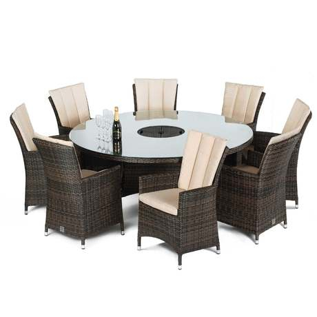 Maze Rattan - LA 8 Seat Round Dining Set with ice Bucket & Lazy Susan