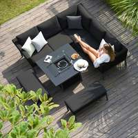 Maze Rattan - Pulse Outdoor Fabric Square Corner Firepit Table Dining Set