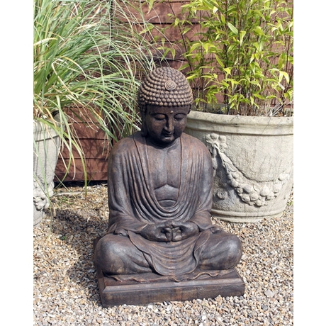 Meditating Buddha Stone Statue - Burnt Umber