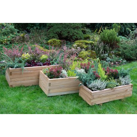 Durham Rectangle Wooden Planters Set of 3