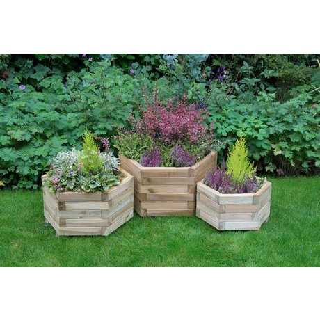 York Hexagonal Wooden Planters Set of 3