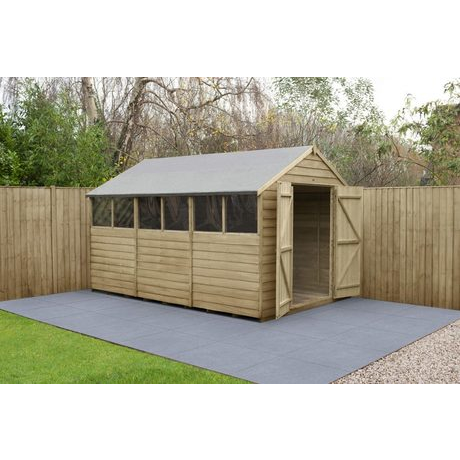 12x8 Overlap Apex Shed Double Door Pressure Treated