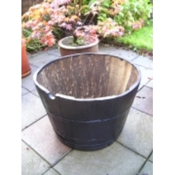 28" Dark Stained Finish Oak Tub Half-Barrel