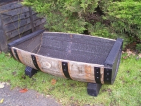 Rustic Oak Barrel Cradle Planter