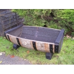 Rustic Oak Barrel Cradle Planter