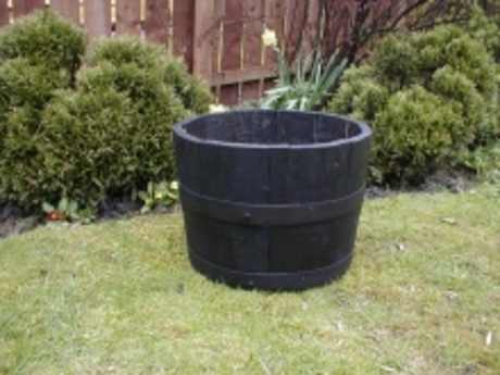 20" Dark Stained Finish Oak Tub Half-Barrel