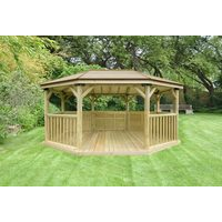 5.1m Premium Oval Wooden Gazebo with Timber Roof