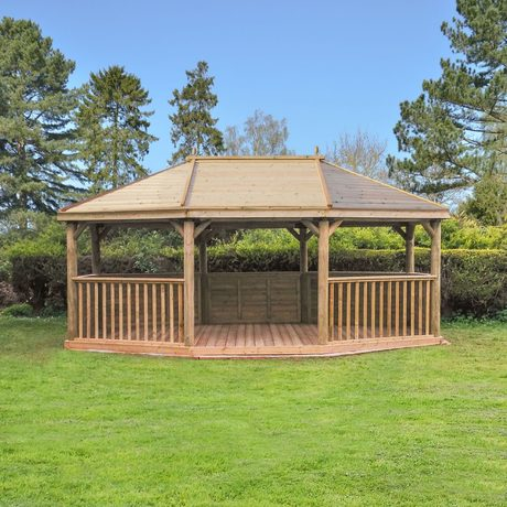 6m Premium Oval Wooden Gazebo with Timber Roof