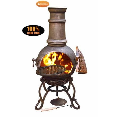 Toledo Large Cast Iron Bronze Chimenea With Grill - 2 Sizes