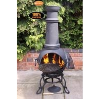 Toledo Large Cast Iron Chimenea With Grill - Black