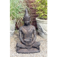 Serene Buddha Stone Statue - Burnt Umber