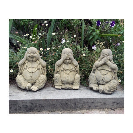 Three Wise Buddha Stone Statues - Cotswold