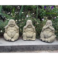Three Wise Buddha Stone Statues - Cotswold