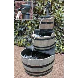 Oak Barrel Triple Cascade Water Feature - NO STOCK
