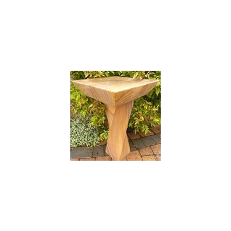 Rainbow Sandstone Square Bird Bath - Twisted Plinth