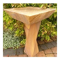 Rainbow Sandstone Square Bird Bath - Twisted Plinth