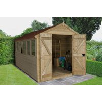 12x8 Premium Tongue & Groove Apex Workshop Double Door Pressure Treated