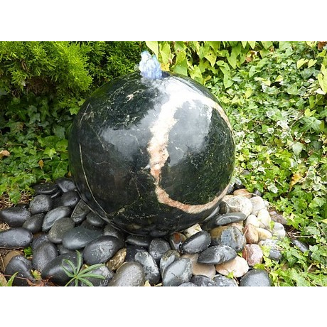 Polished Drilled Dark Grey Granite Sphere Fountain